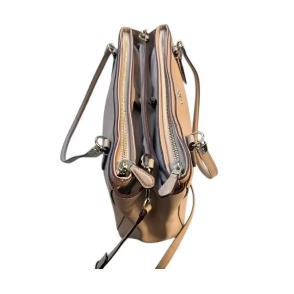 Coach Christie Carryall Beige Crossgrain Leather Satchel Tote Crossbody Bag